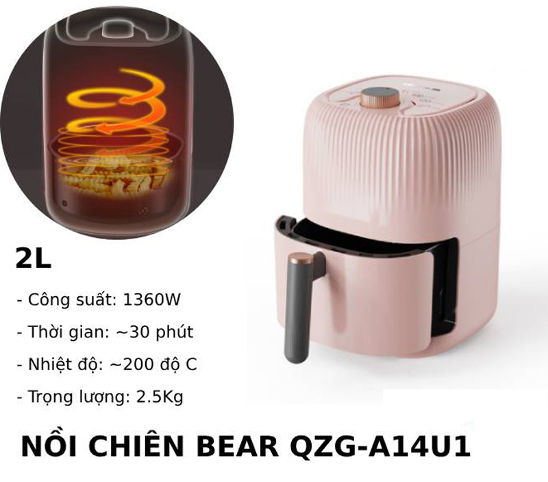 Nồi chiên không dầu Bear QZG-A14U1 - Hàng chính hãng