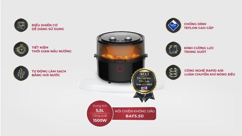 Nồi chiên không dầu Besico BAF5.5M - Hàng chính hãng