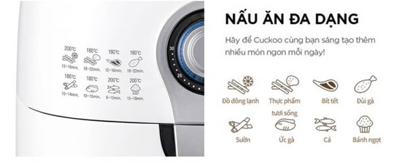 Nồi chiên không dầu Cuckoo CAF-C0510D/WHVNCV - Hàng chính hãng
