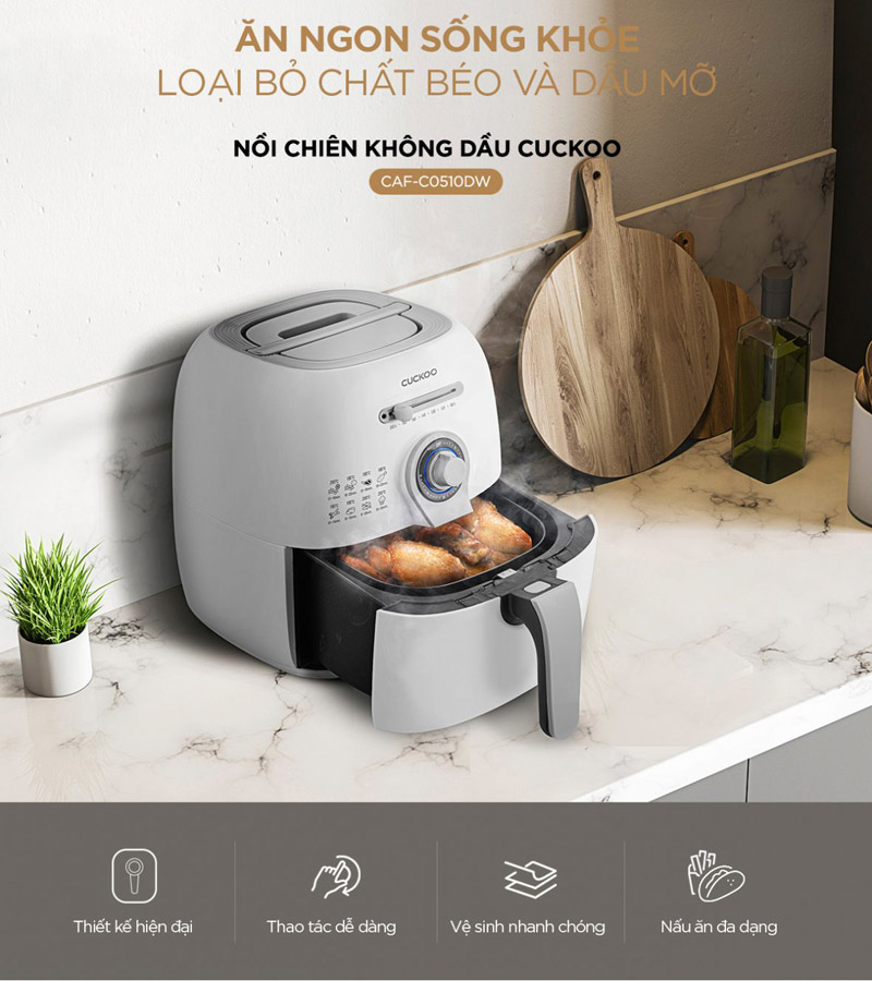 Nồi chiên không dầu Cuckoo CAF-C0510D/WHVNCV - Hàng chính hãng