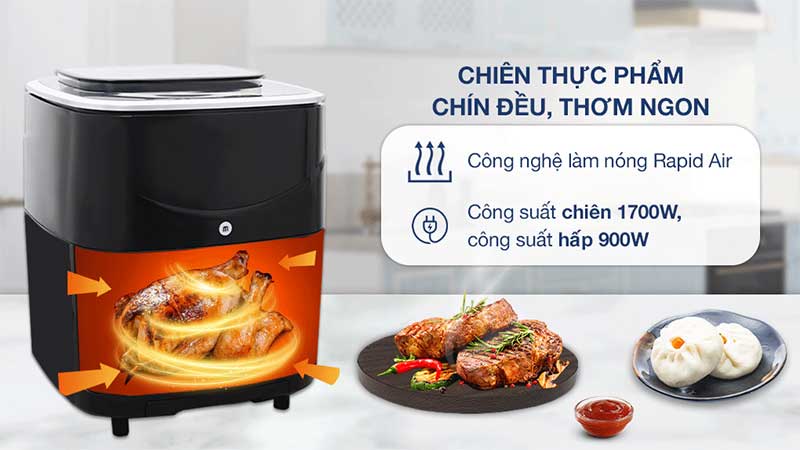 Nồi chiên không dầu hơi nước Mishio MK-302 - Hàng chính hãng