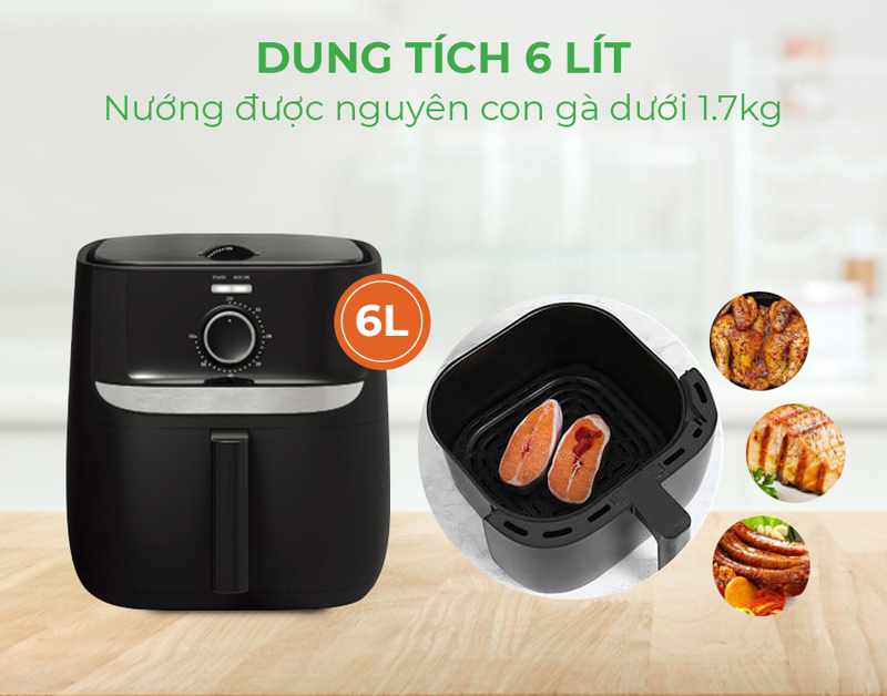 Nồi chiên không dầu Kangaroo KG6AF1 - 6 lít - Hàng chính hãng