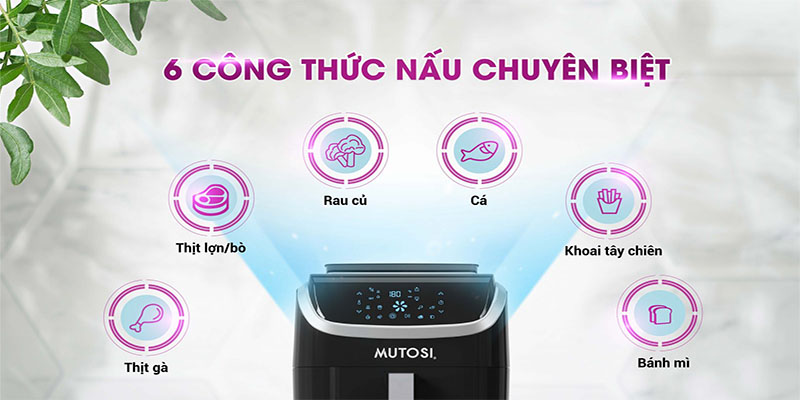 Nồi chiên không dầu kèm hấp Mutosi MF-S102 - Hàng chính hãng
