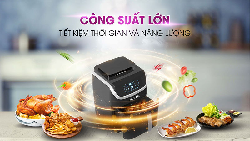 Nồi chiên không dầu kèm hấp Mutosi MF-S102 - Hàng chính hãng