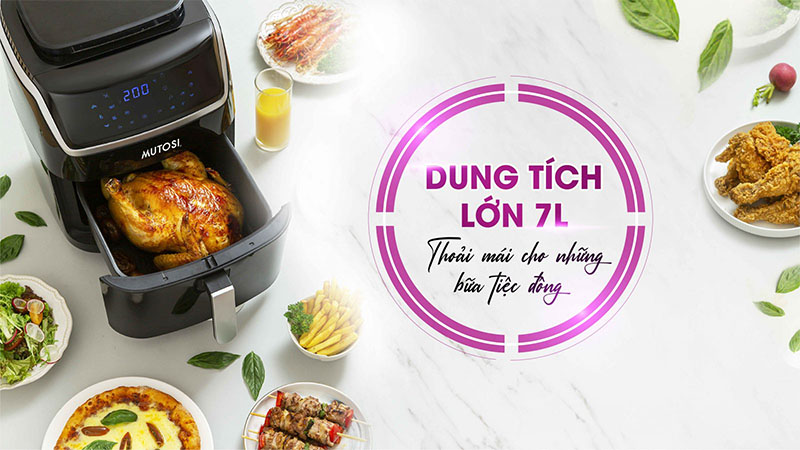 Nồi chiên không dầu kèm hấp Mutosi MF-S102 - Hàng chính hãng