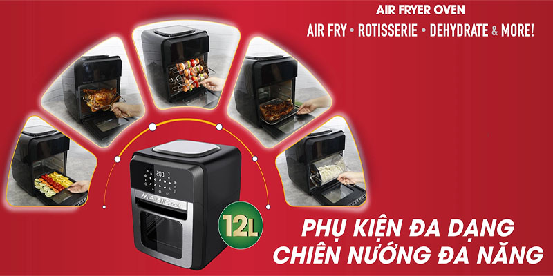 Nồi chiên không dầu kết hợp lò nướng Magic Eco M12 - Hàng chính hãng