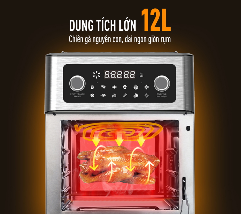 Dung tích 12lít, phù hợp cho gia đình có từ 4 - 6 thành viên
