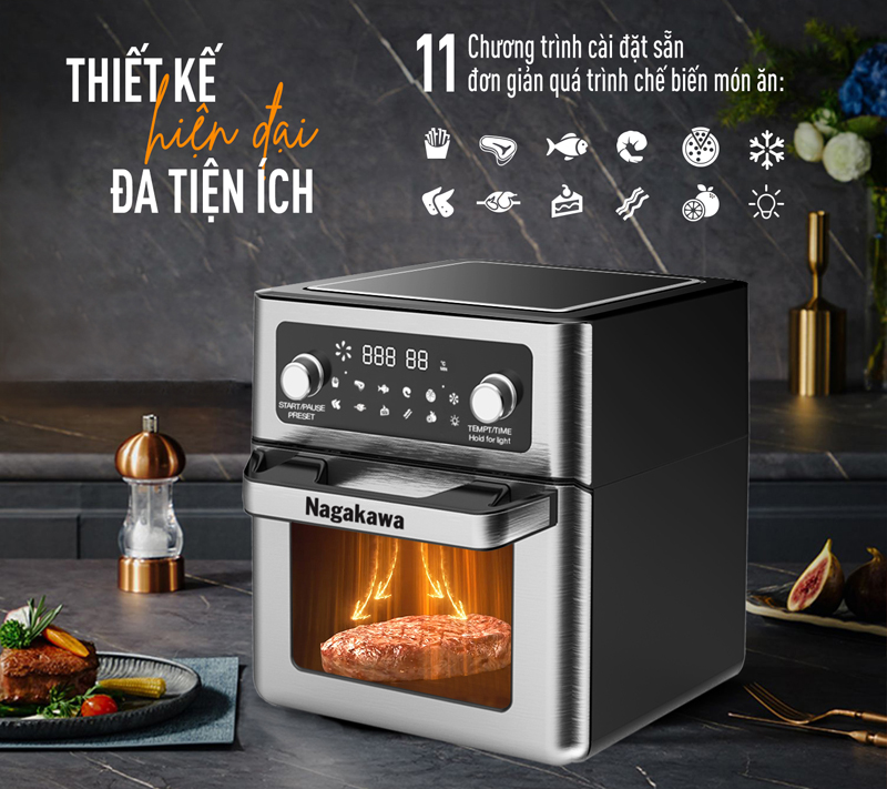 NAG3306 có tới 11 chương trình chiên nướng cài đặt sẵn