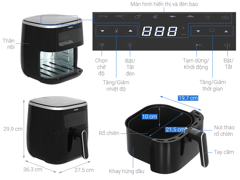 Nồi chiên không dầu Philips HD9257/80 - Hàng chính hãng
