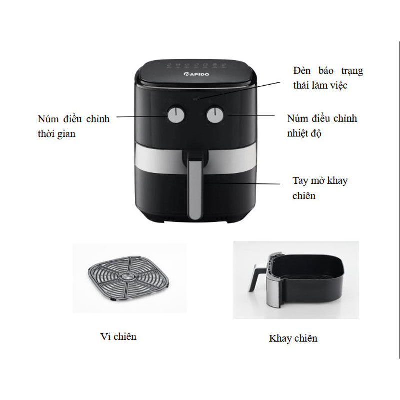 Nồi chiên không dầu Rapido RAF 7.0M - Hàng chính hãng
