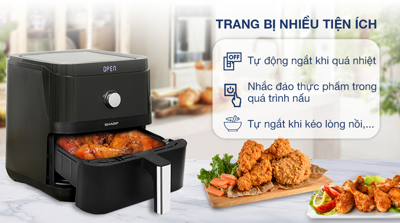 Nồi chiên không dầu Sharp KF-AF60EV-BK - Hàng chính hãng