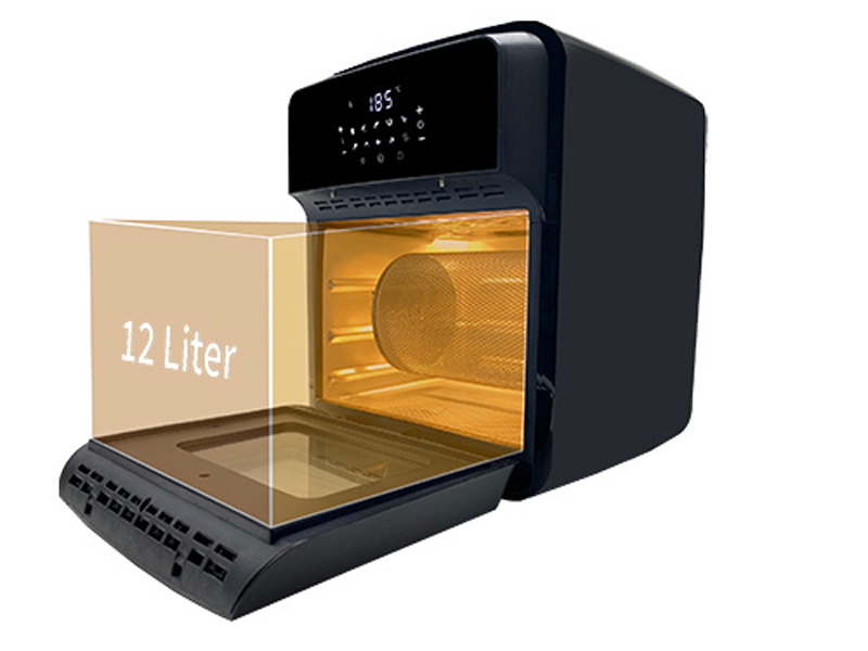 Dung tích lớn 12L giúp bạn chiên nướng được lượng lớn thực phẩm