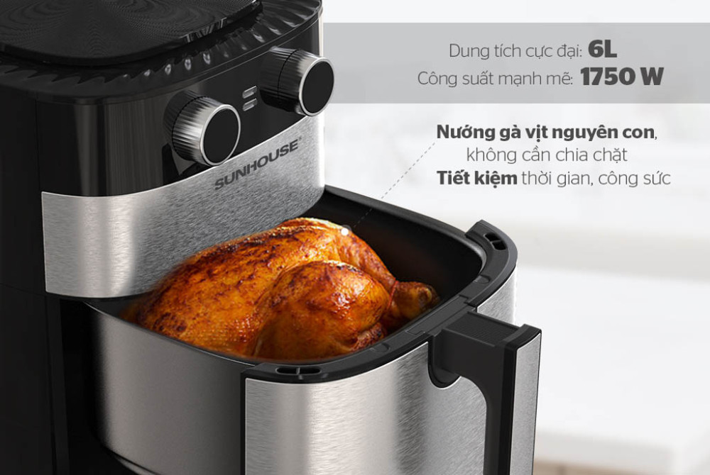 Nồi chiên không dầu Sunhouse 6 lít SHD4026 - Hàng chính hãng