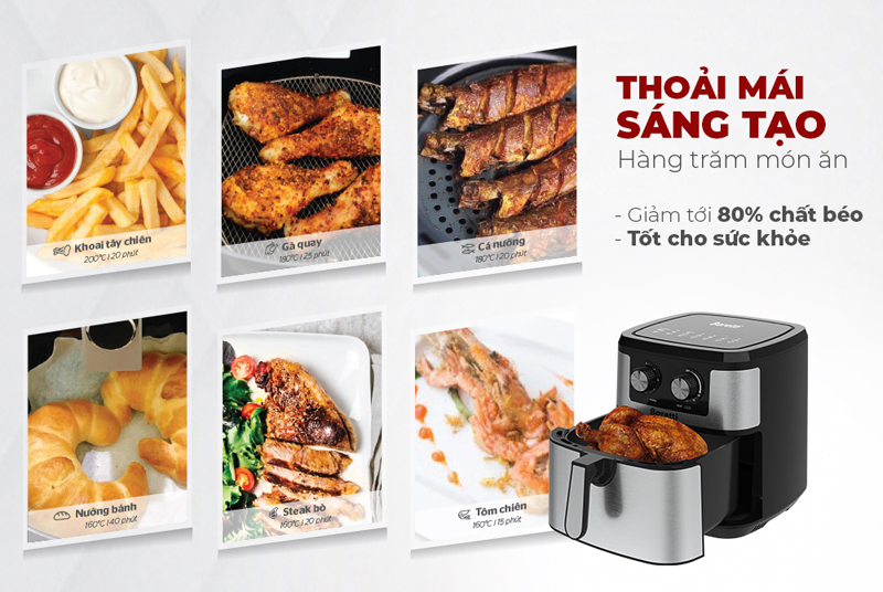 Nồi chiên không dầu Sunhouse Baretti BRD486 - Hàng chính hãng