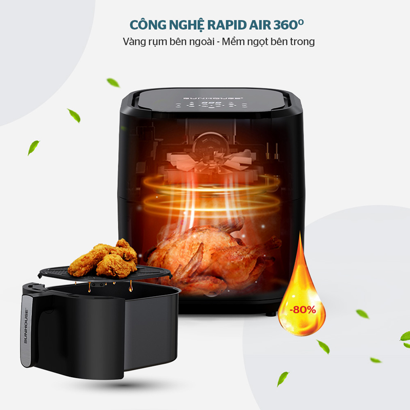 Công nghệ Rapid Air 360 độ - Vàng rụm bên ngoài, mềm ngọt bên trong
