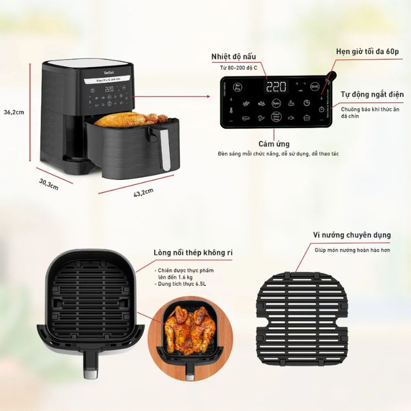 Nồi chiên không dầu Tefal EY801815 ( 6.5L) - Hàng chính hãng