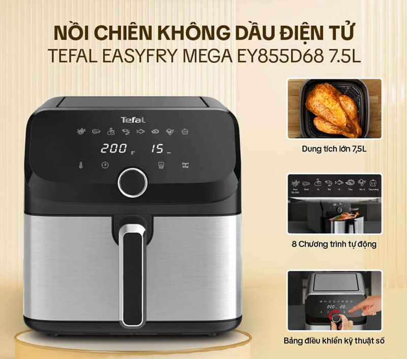 Nồi chiên không dầu Tefal EY855D68 - Hàng chính hãng
