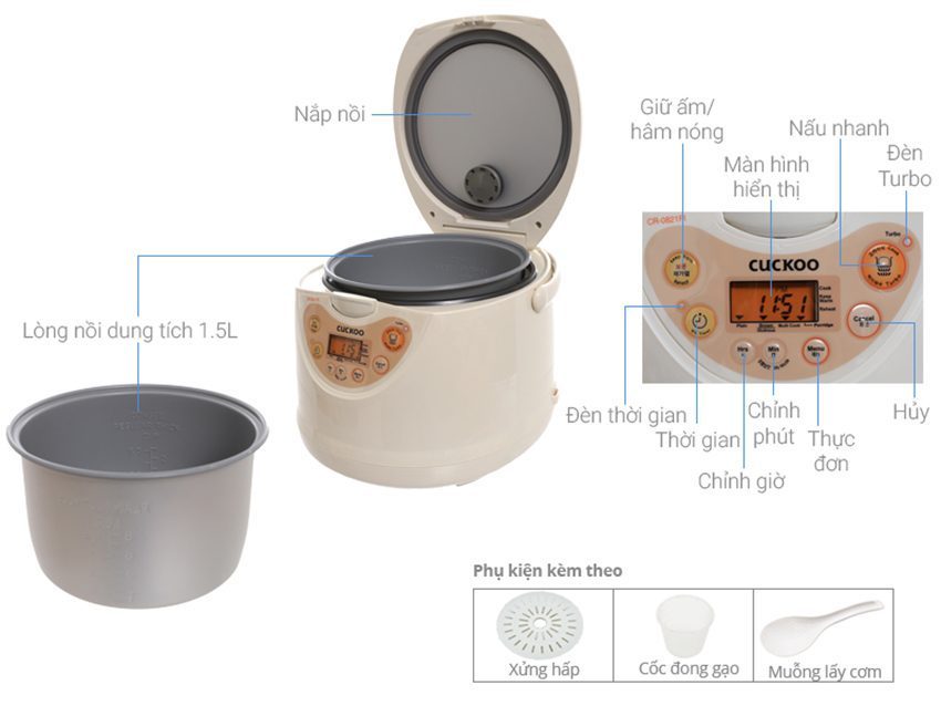 Nồi cơm điện Cuckoo CR-0821FI - Hàng chính hãng