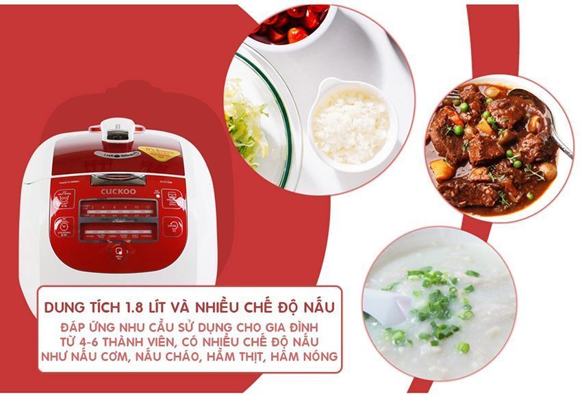 Nồi cơm - Áp suất điện tử 1.8 L Cuckoo CRP-G1015M-R - Hàng chính hãng