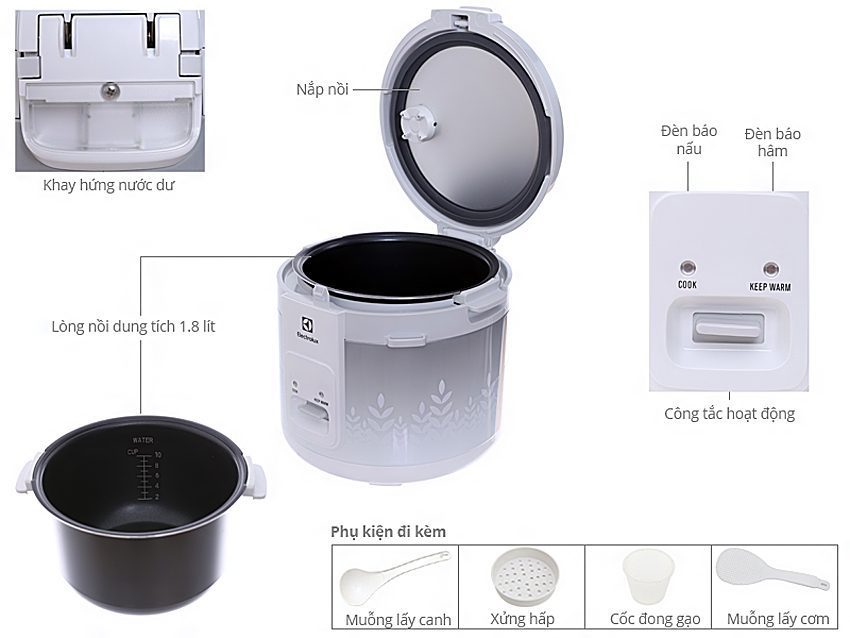Nồi cơm điện Electrolux ERC-3305 - Hàng chính hãng