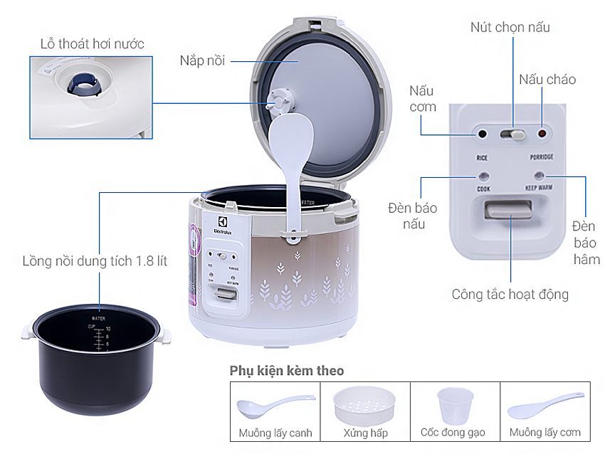 Thông số kĩ thuật nồi cơm điện Electrolux ERC-3405