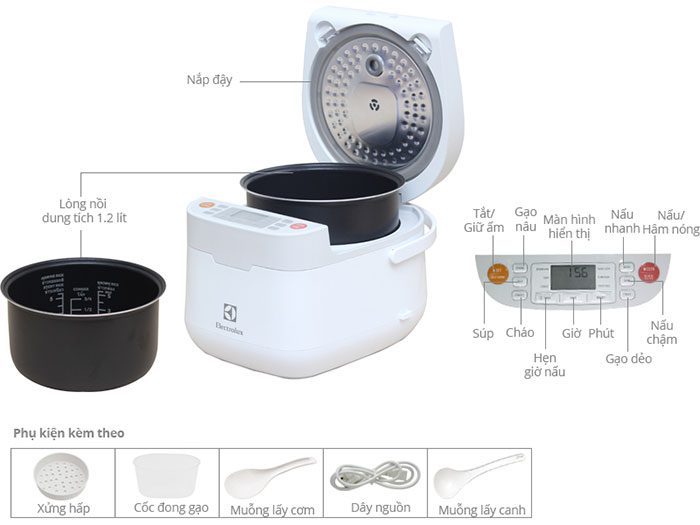 Nồi cơm điện Electrolux ERC6503W - Hàng chính hãng