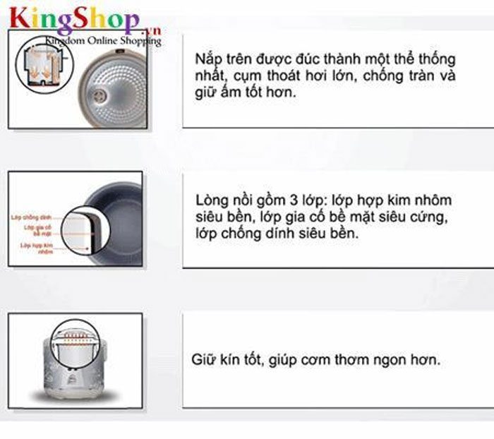 Nồi cơm điện Goldsun ARC-G18BS - Dung tích 1.8L - Hàng chính hãng