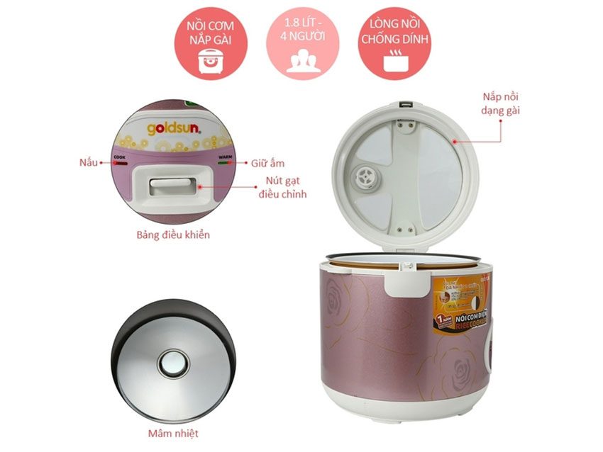 Nồi cơm điện Goldsun ARC-G18CT - Hàng chính hãng