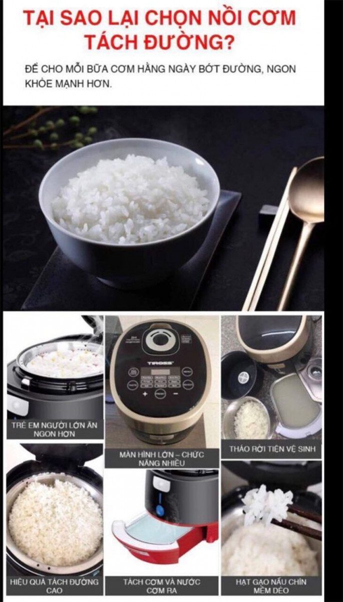 Nồi cơm điện IH tách đường Tiross TS9911 - Hàng chính hãng