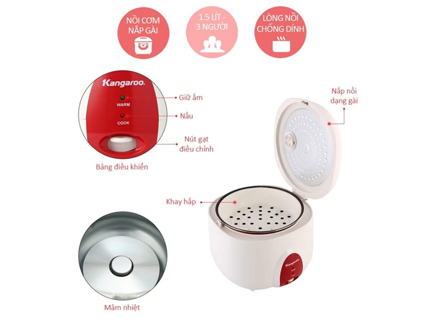 Chi tiết của nồi cơm điện Kangaroo KG828