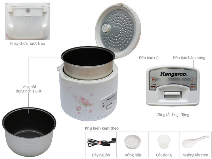 Chi tiết của nồi cơm điện Kangaroo KG377