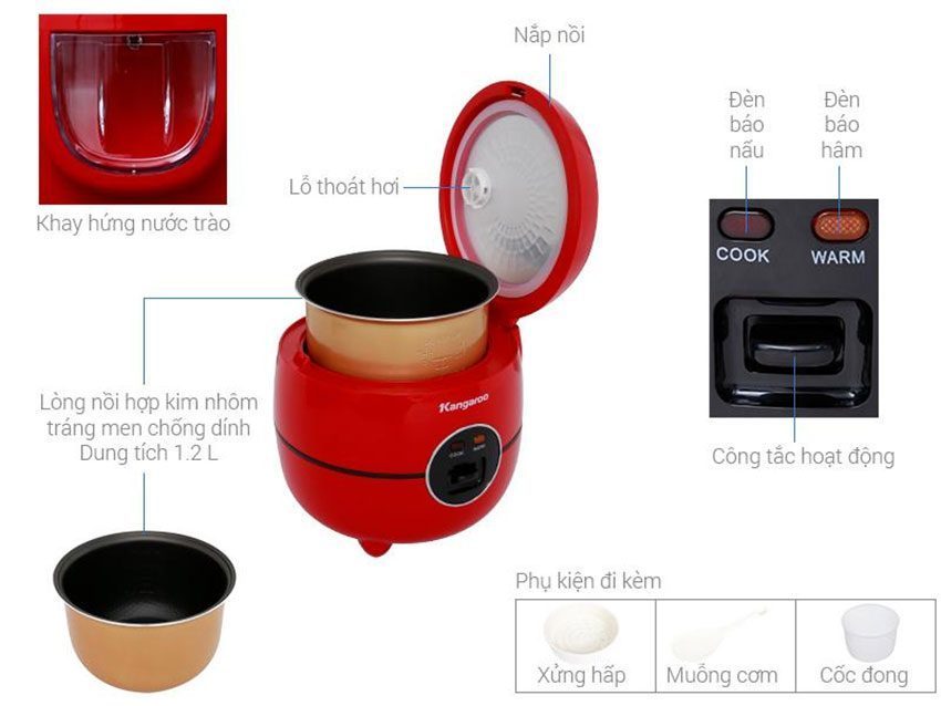 Nồi cơm điện Kangaroo KG822 - Hàng chính hãng