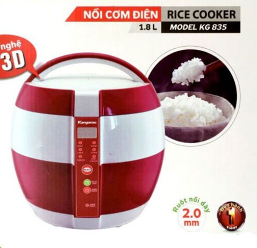 Nồi cơm điện Kangaroo KG835 ứng dụng công nghệ nấu 3D giúp cơm thơm ngon hơn