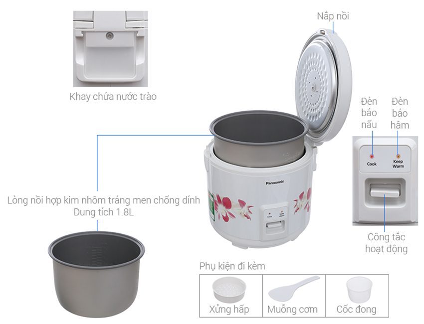 Nồi cơm điện Panasonic SRMVN187HRA - Hàng chính hãng