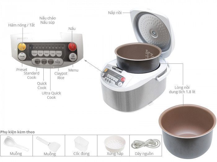 Nồi cơm điện Philips HD3038 - Hàng chính hãng