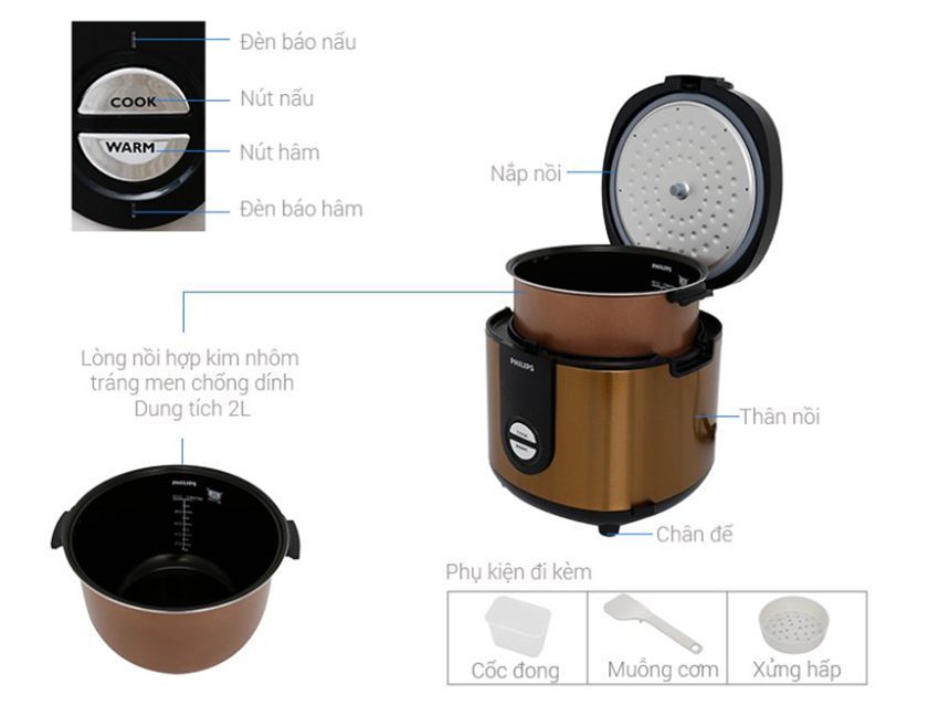 Nồi cơm điện Philips HD3132/68 - Hàng chính hãng