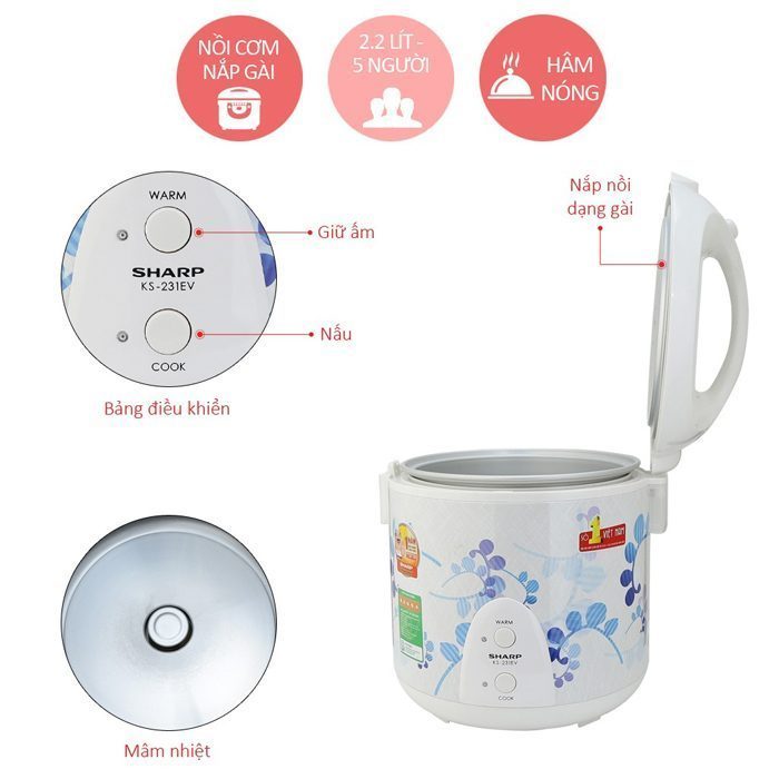 Nồi cơm điện Sharp KS-231EV (2.2L) - Hàng chính hãng