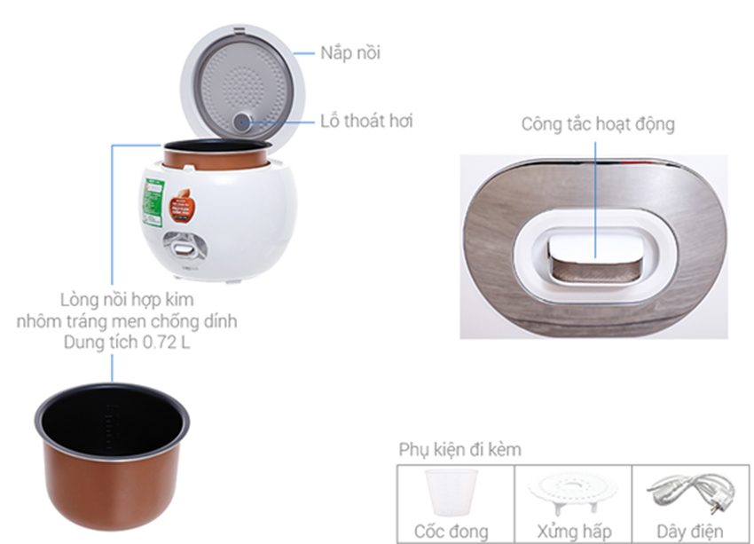 Nồi cơm điện Sharp KS-A08V-WH - Hàng chính hãng