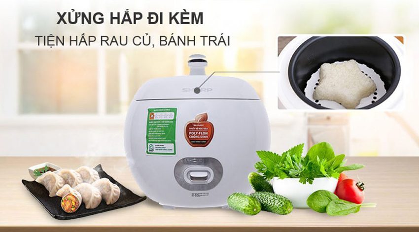 Nồi cơm điện Sharp KS-A08V-WH - Hàng chính hãng