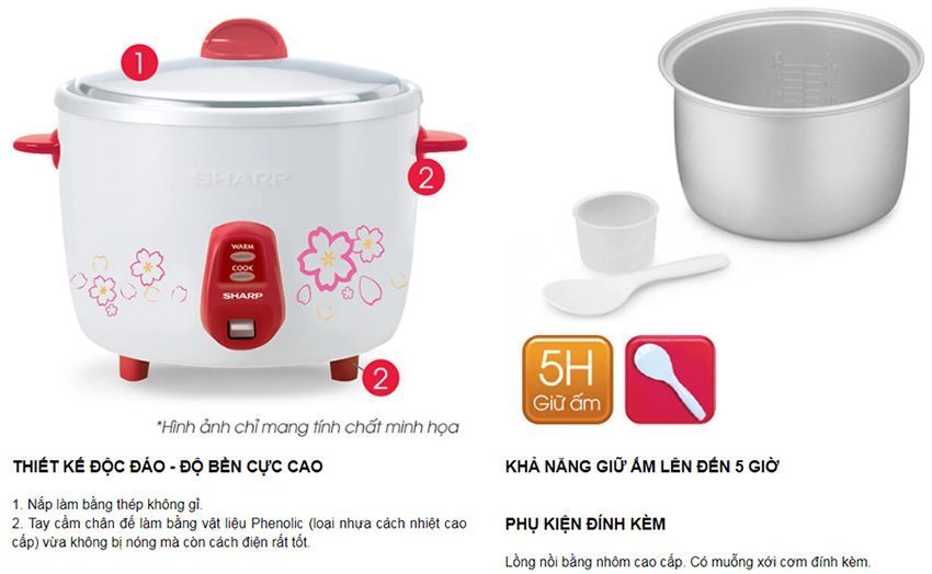 Nồi cơm điện nắp rời Sharp KSH-D06V - Hàng chính hãng