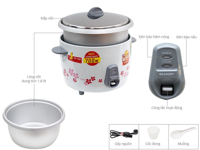 Nồi cơm điện Sharp KSH-N317V - Hàng chính hãng