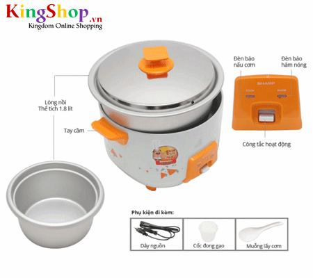 Nồi cơm điện Sharp KSH-Q18V - Dung tích 1.8L - Hàng chính hãng