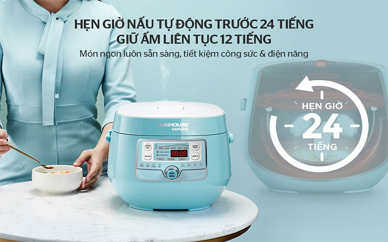 Chức năng hẹn giờ của Nồi cơm điện Sunhouse MAMA SHD8852B