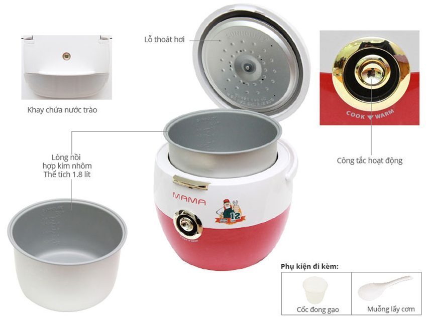 Nồi cơm điện Sunhouse Mama SHD-8661 - Hàng chính hãng