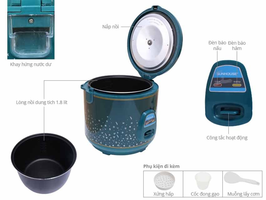 Nồi cơm điện Sunhouse SHD-8619 - Hàng chính hãng