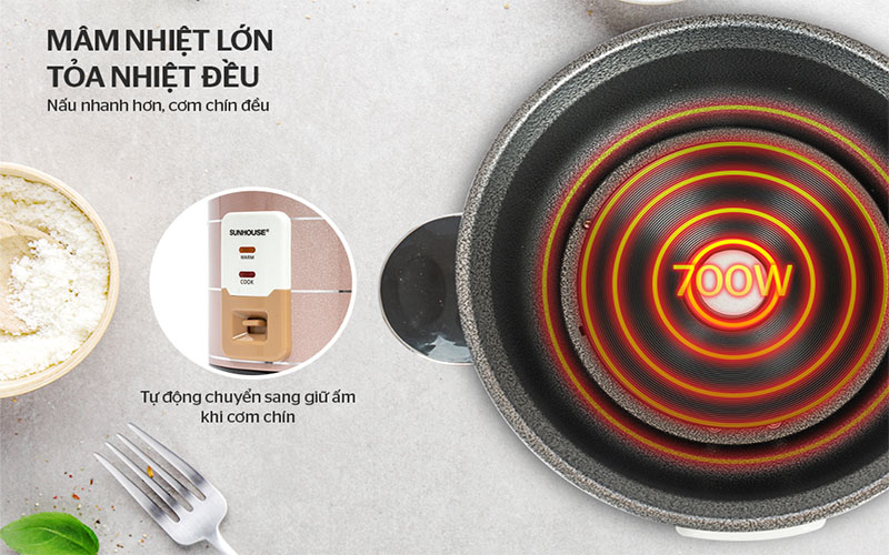 Thiết kế mâm nhiệt của Nồi cơm điện Sunhouse SHD8125