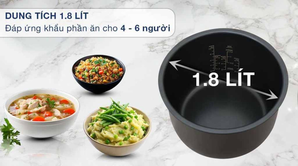 Nồi cơm điện tử Toshiba 1.8 lít RC-18DR4TVN(H) - Hàng chính hãng