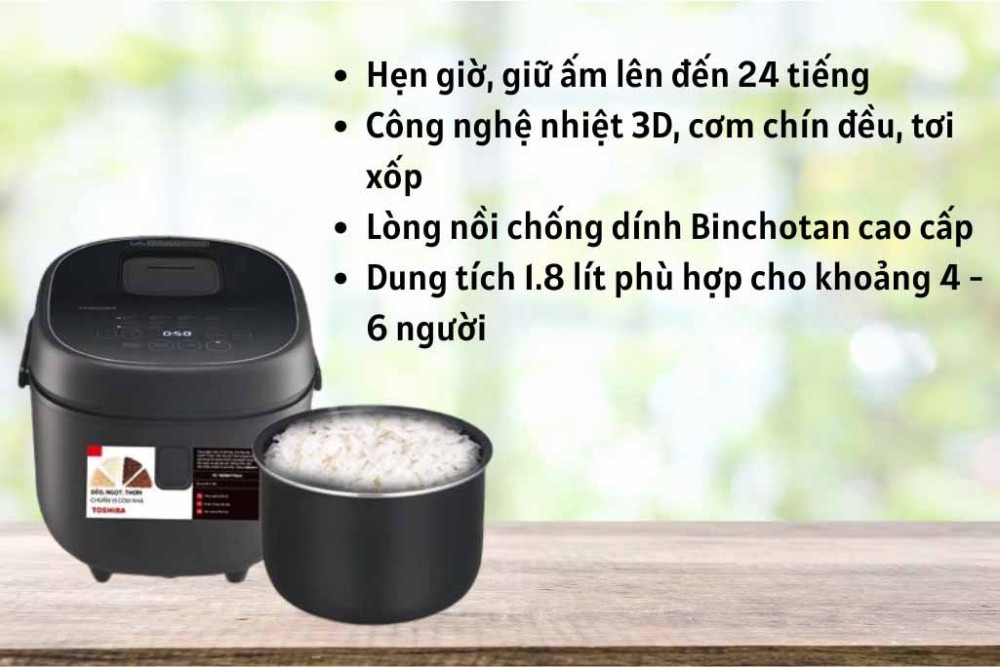 Nồi cơm điện tử Toshiba 1.8 lít RC-18DR4TVN(H) - Hàng chính hãng