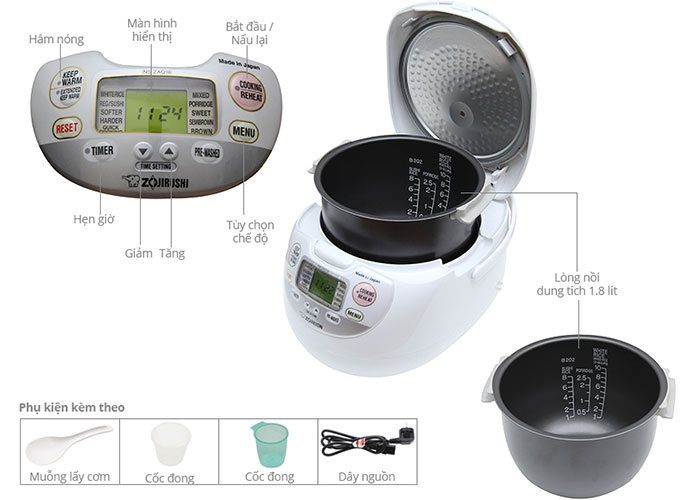 Nồi cơm điện Zojirushi NS-ZAQ18 - Hàng chính hãng