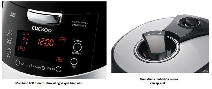 Bảng điều khiển của nồi cơm điện cao tần Cuckoo CRP-HNXF1020FB